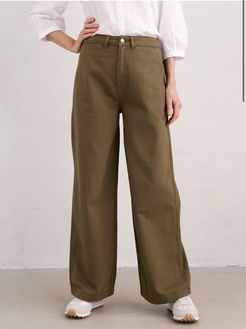 Seasalt Cornwall Green Milly Wide Leg Denim 100% Cotton Trousers